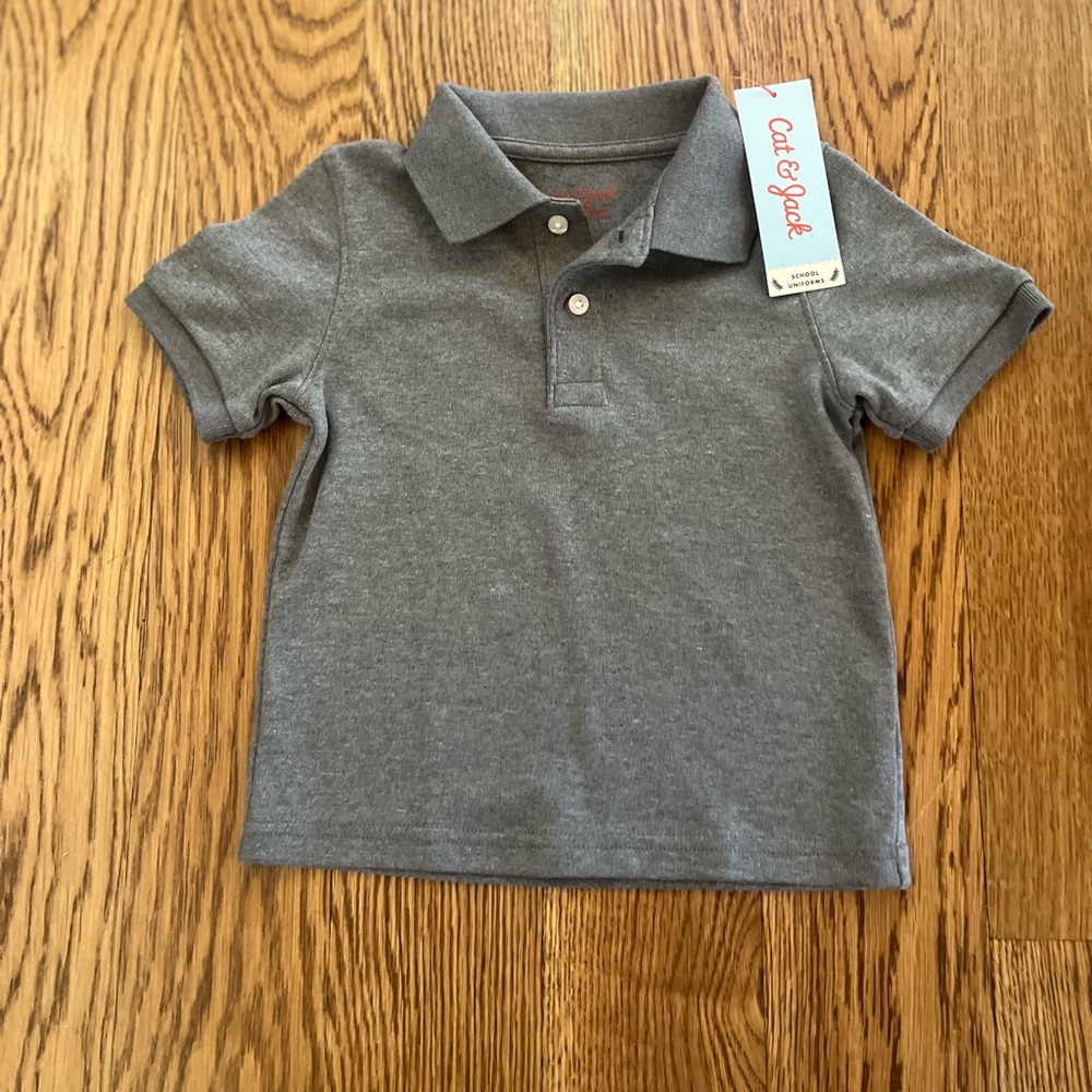 Cat & Jack Gray Heather Polo Shirt Soft Cotton Blend new with tags 2T
